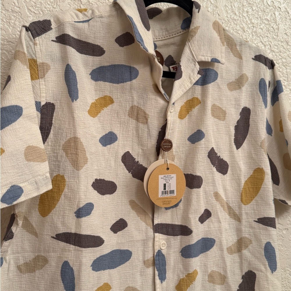 Common People Brushstroke Shirt Men’s M Multicolor Camp Collar Resort NWT Resort - Picture 6 of 16